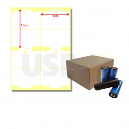 Kit Etiquetas Papel Cartão 170g 50mm x 75mm e Ribbon de Cera com 450 Metros